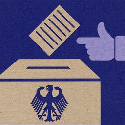 Ein Stimmzettel fällt in eine Wahlurne